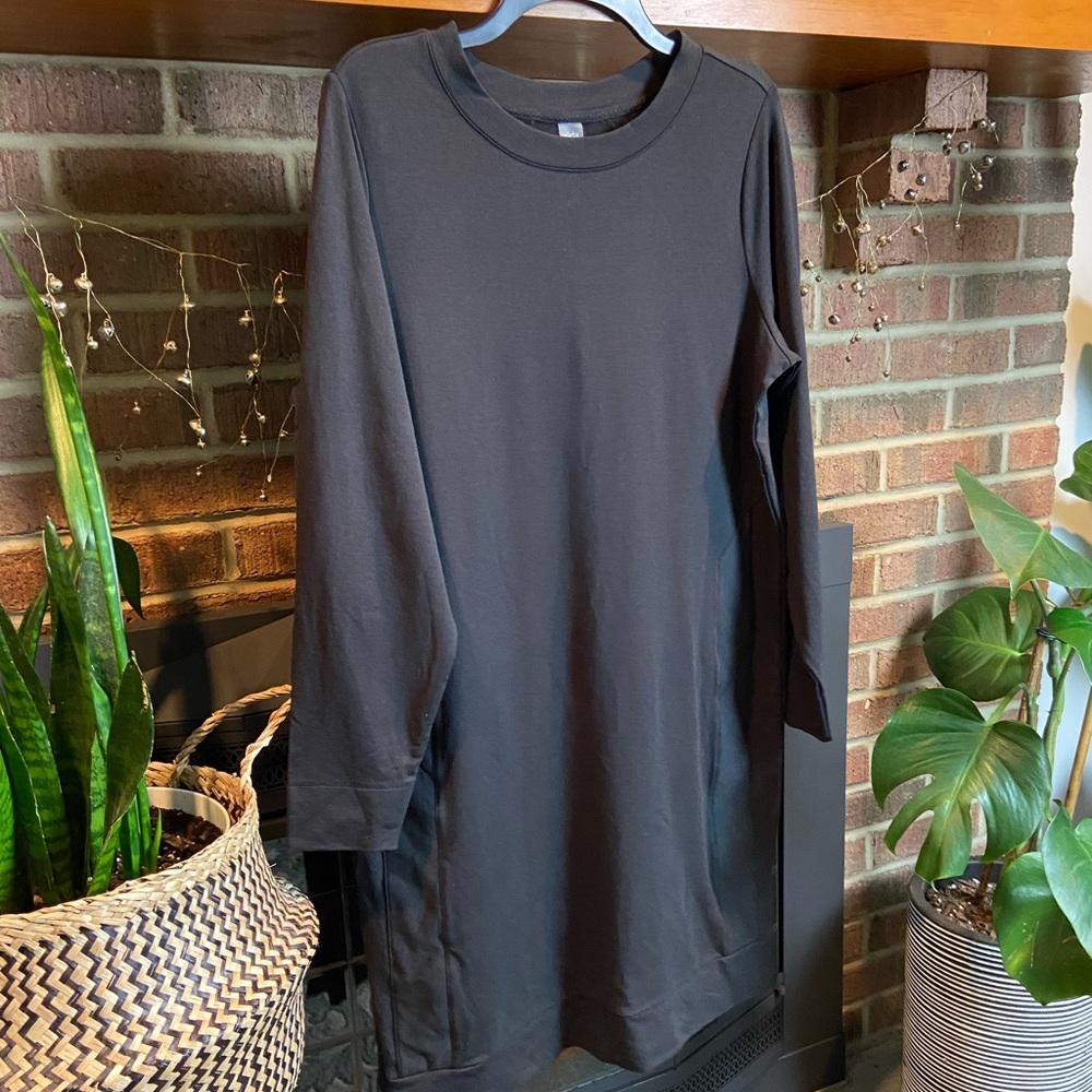 NWOT Black Z-Knit Sneaker Sweatshirt Dress, Oversized Small